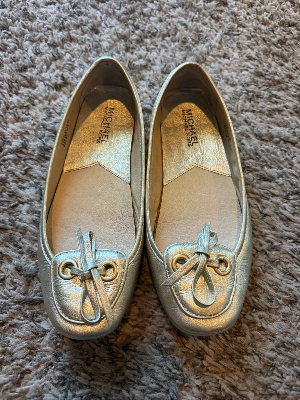 Michael Michael Kors Gold Metallic Leather Ballet Moccasin Flats Size 6M